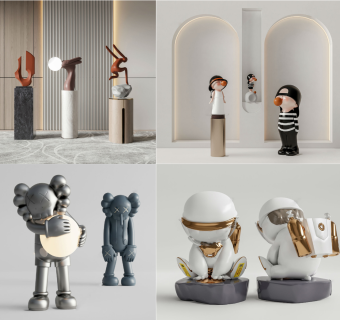 现代雕塑组合 雕塑摆件 卡通雕塑 抽象雕塑 饰品摆件 陈设 装饰摆件